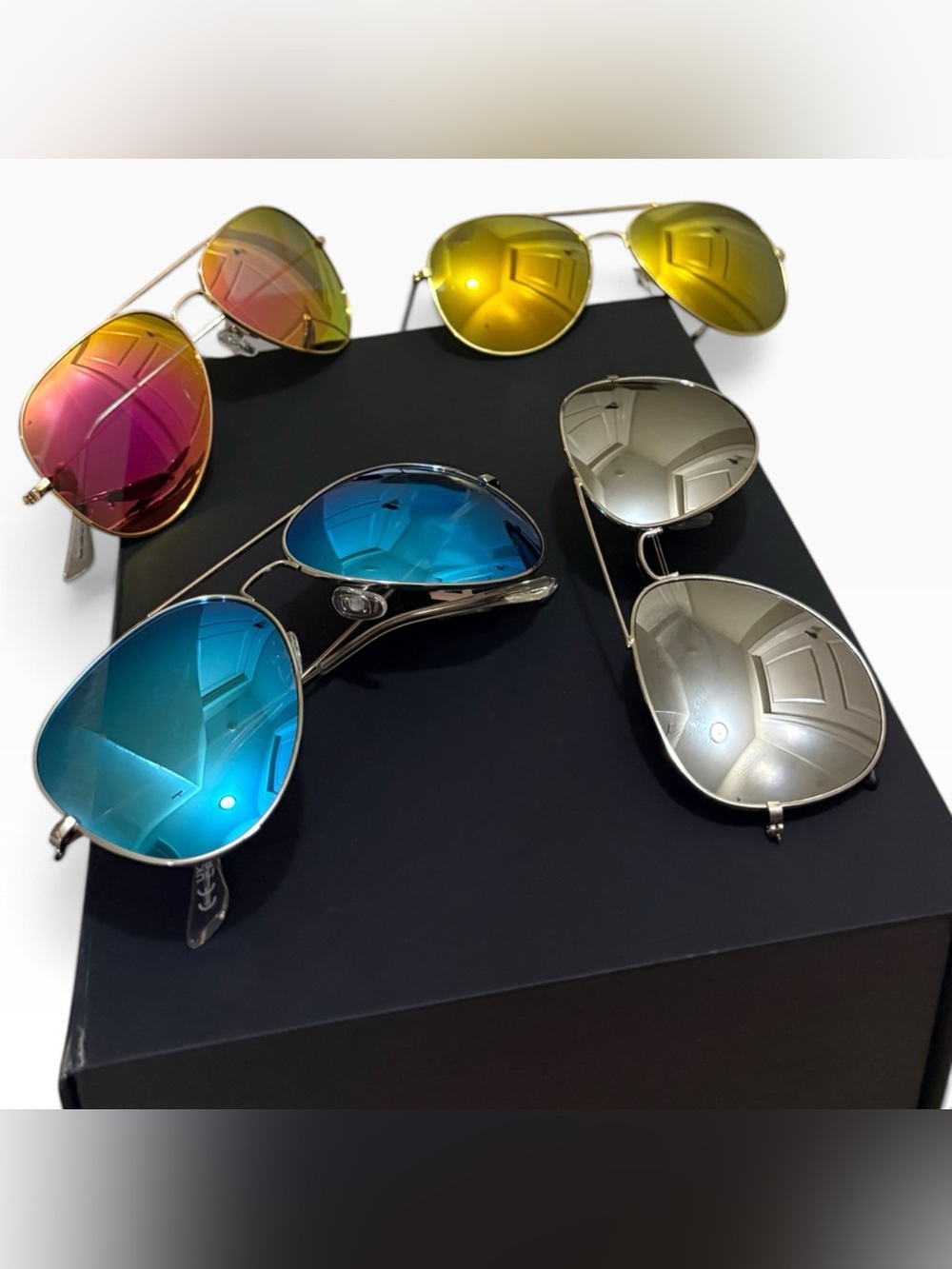 4-Pair Set - Aviator Sunglasses Bundle Mirrored